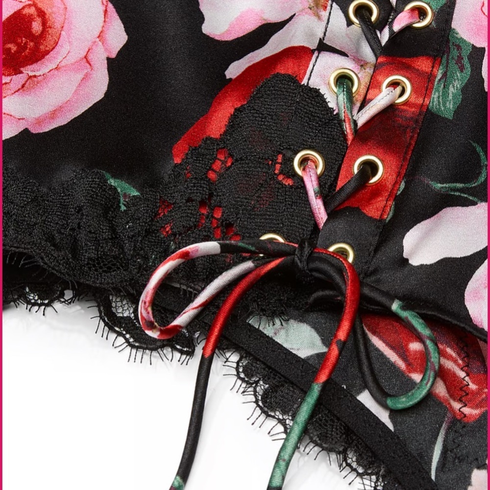 Victoria's Secret Black Floral Lace-Up Panties - Picture 3 of 10